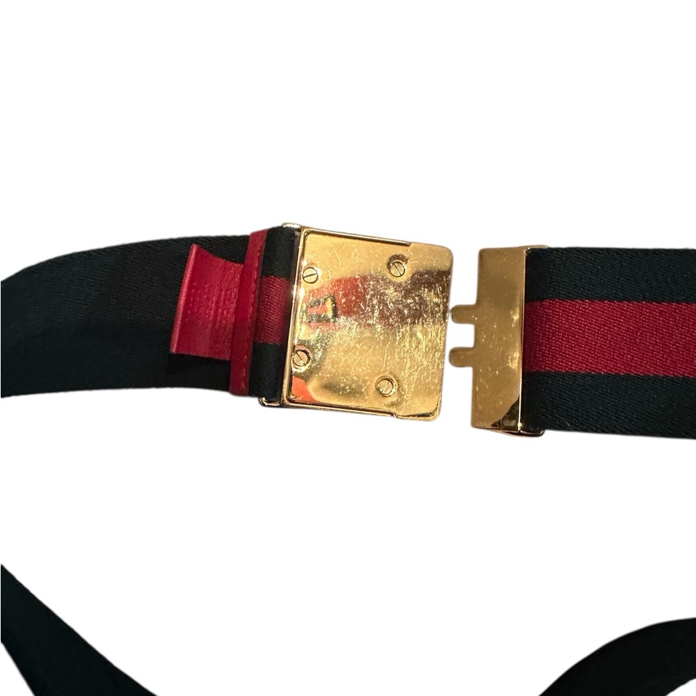 Gucci Red and Green Belt with Gold Buckle - Picture 8 of 9